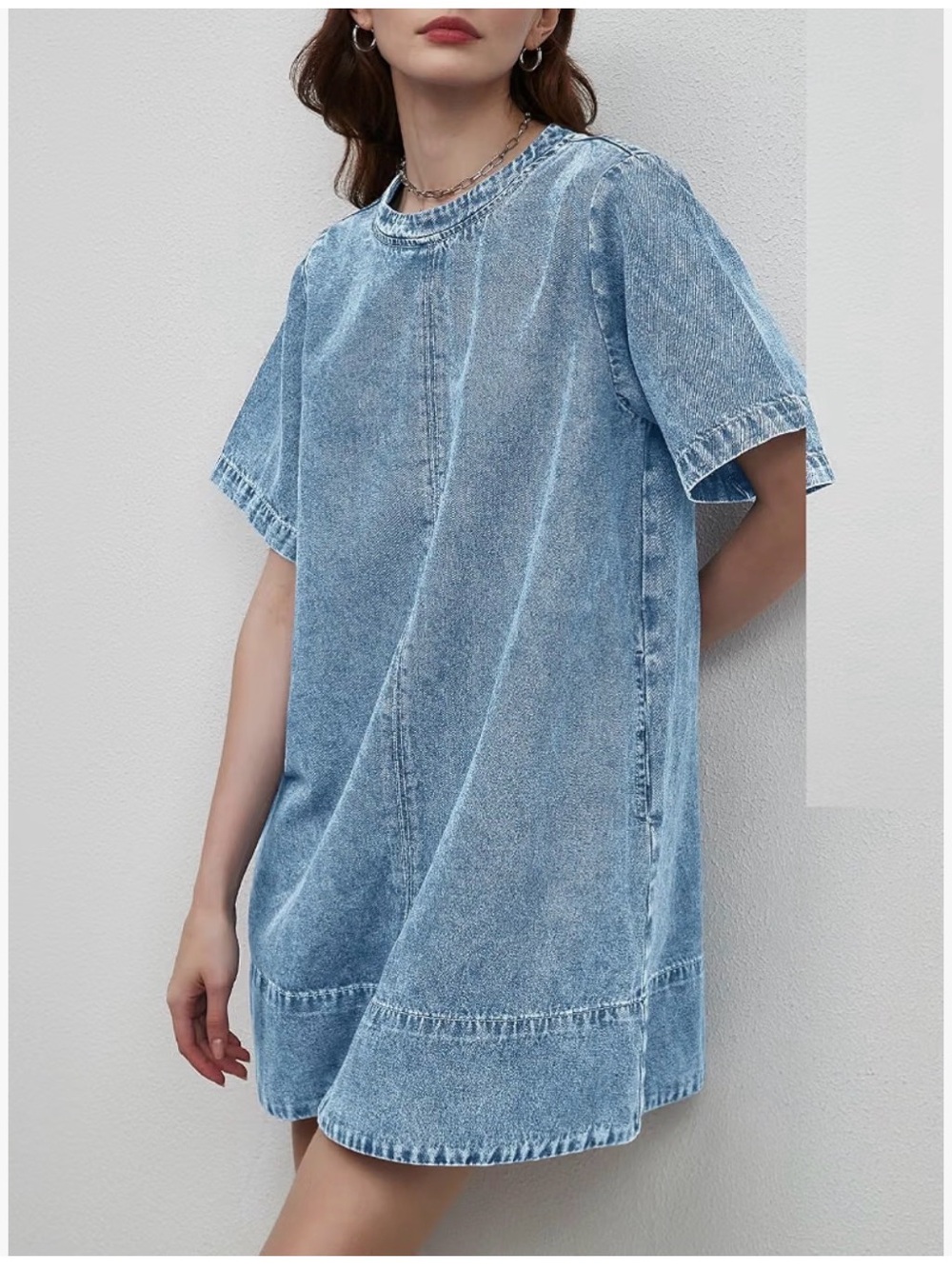 Amazon Washed Light Blue Denim Mini Dress